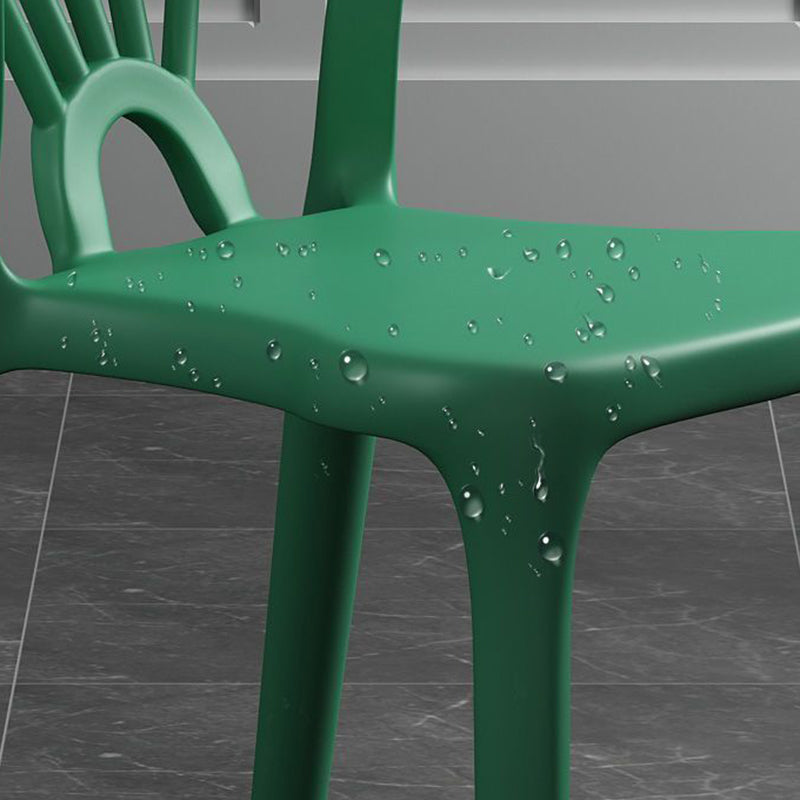 Modern Curved Plastic Dining Chair — Dark Bule