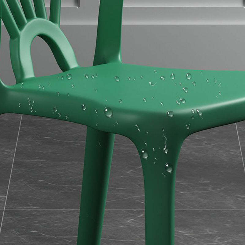 Modern Curved Plastic Dining Chair — Dark Bule