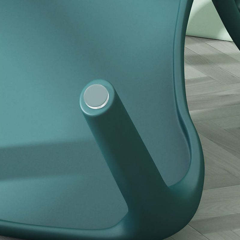 Modern Curved Plastic Dining Chair — Dark Green