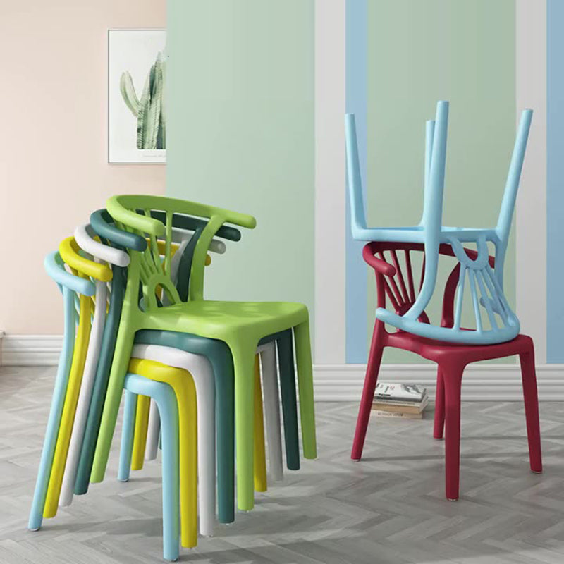 Modern Curved Plastic Dining Chair — Orange