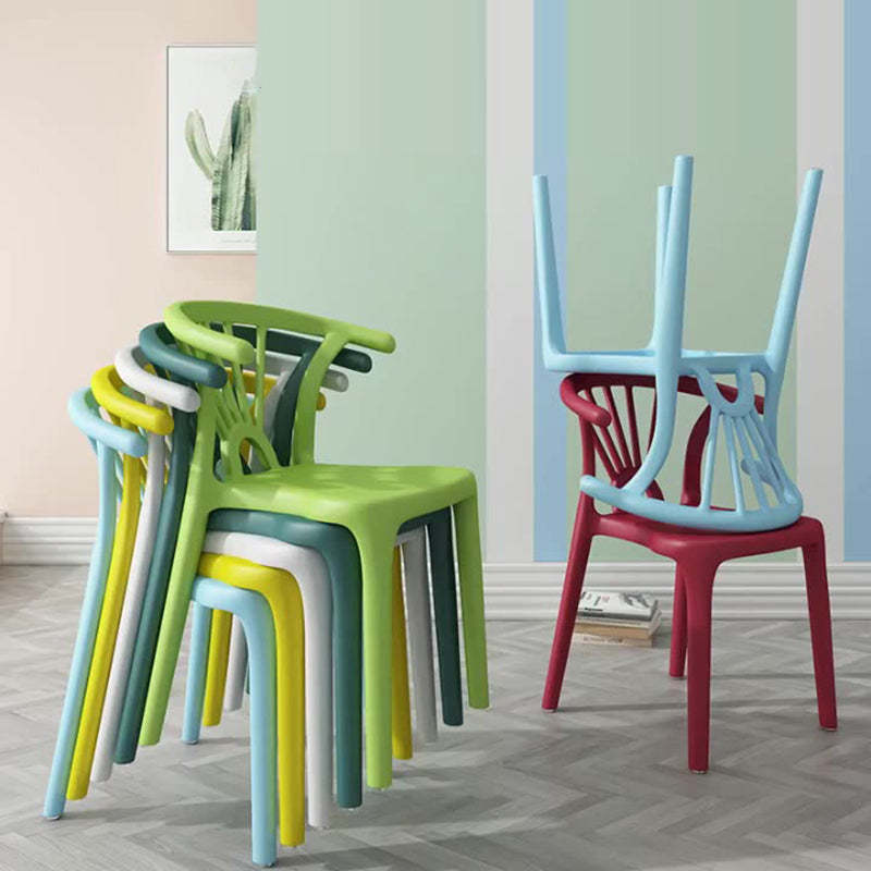 Modern Curved Plastic Dining Chair — Orange
