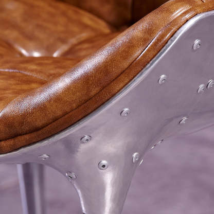 Modern Trapezoid Leather Steel Dining Chair