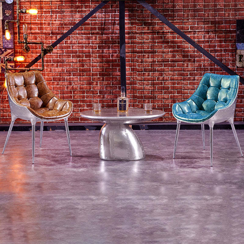 Modern Trapezoid Leather Steel Dining Chair