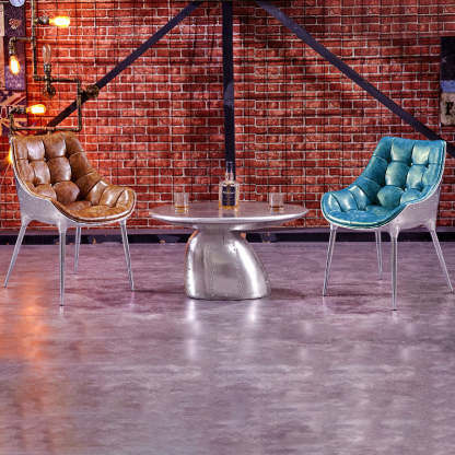 Modern Trapezoid Leather Steel Dining Chair