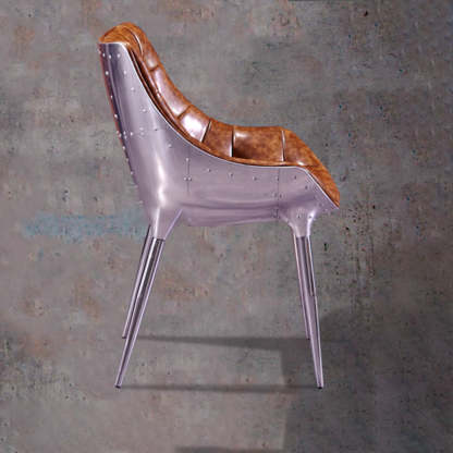 Modern Trapezoid Leather Steel Dining Chair