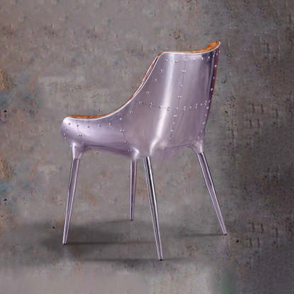 Modern Trapezoid Leather Steel Dining Chair