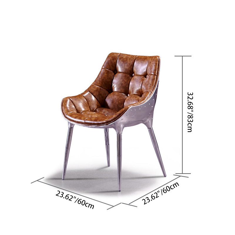 Modern Trapezoid Leather Steel Dining Chair