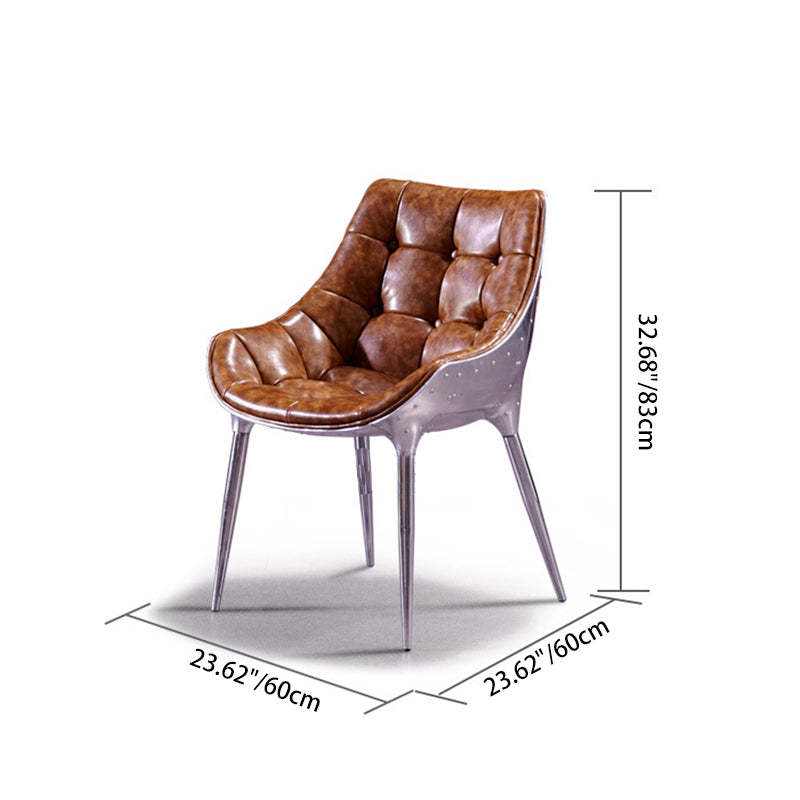 Modern Trapezoid Leather Steel Dining Chair