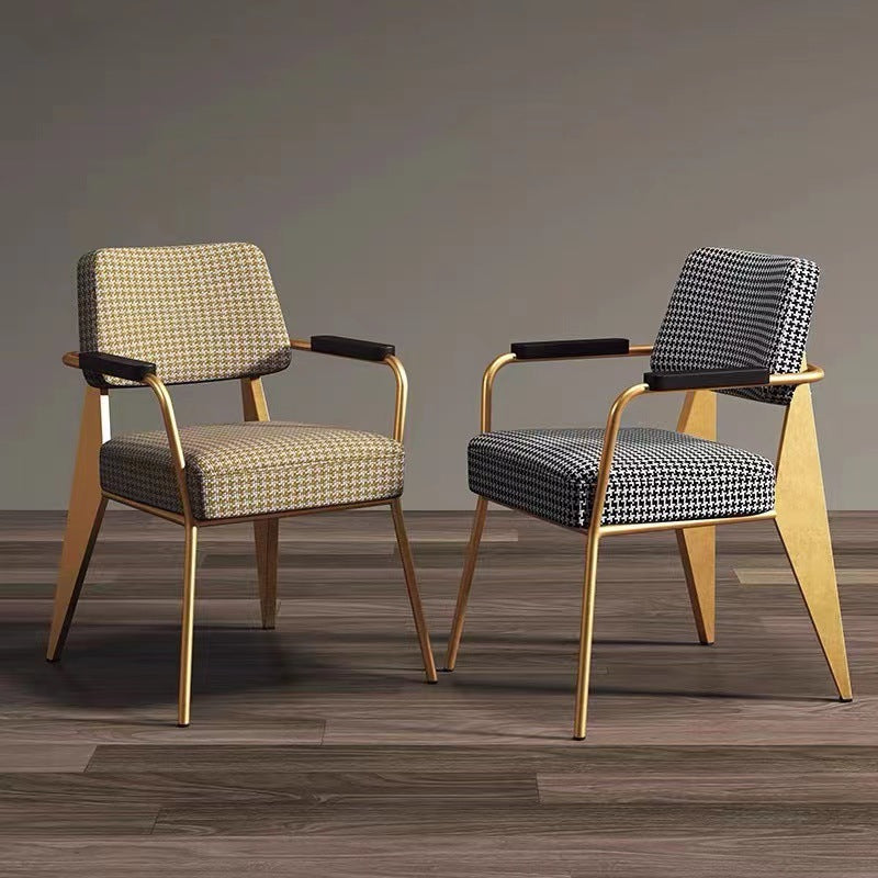 Scandinavian Cushion Iron Velvet Chair