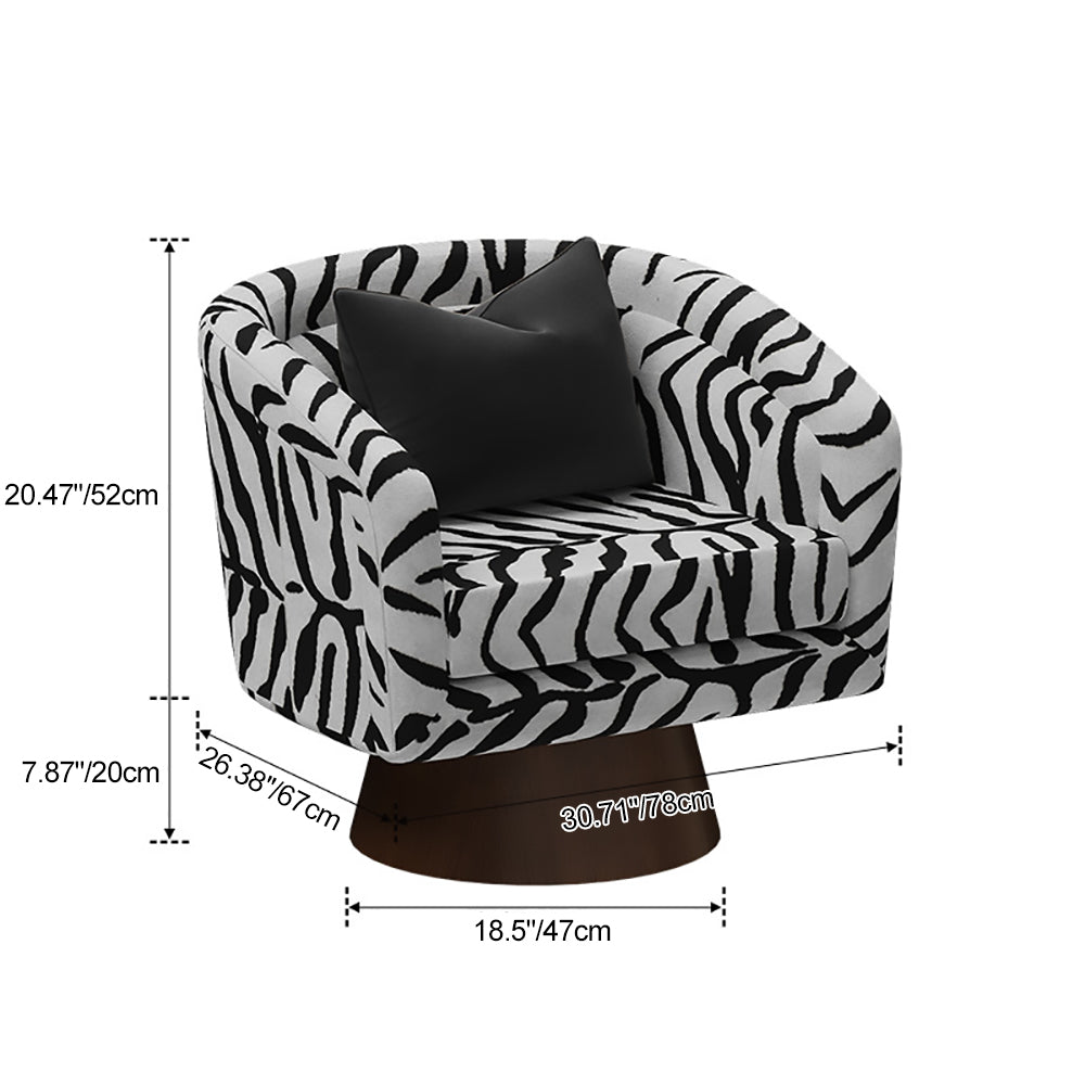 Rotatable Tiger Fabric Wood Metal Accent Chair