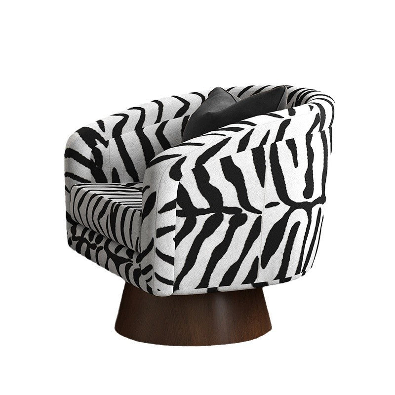 Rotatable Tiger Fabric Wood Metal Accent Chair