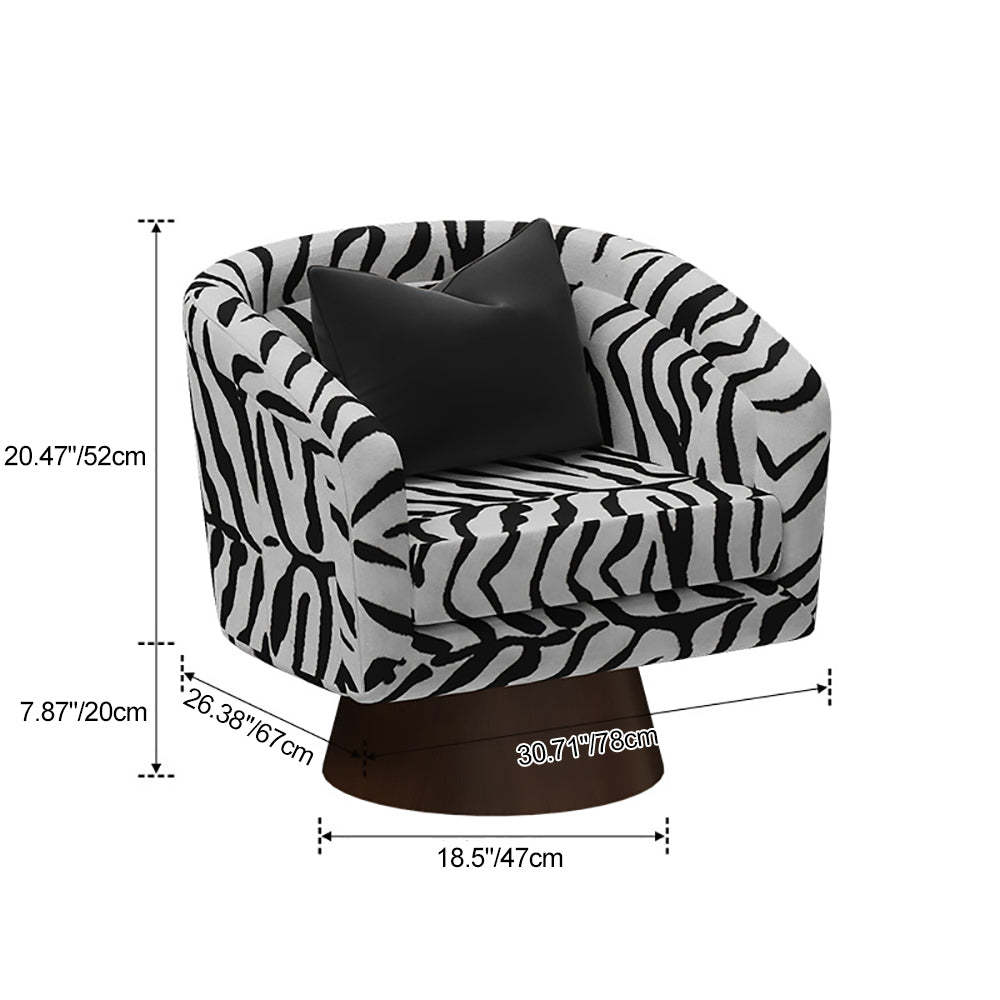 Rotatable Tiger Fabric Wood Metal Accent Chair