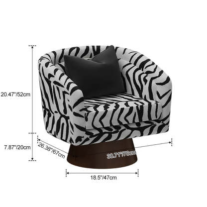Rotatable Tiger Fabric Wood Metal Accent Chair