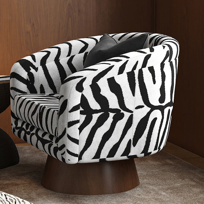 Rotatable Tiger Fabric Wood Metal Accent Chair