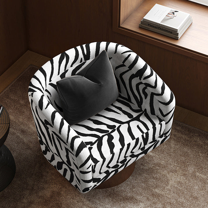 Rotatable Tiger Fabric Wood Metal Accent Chair