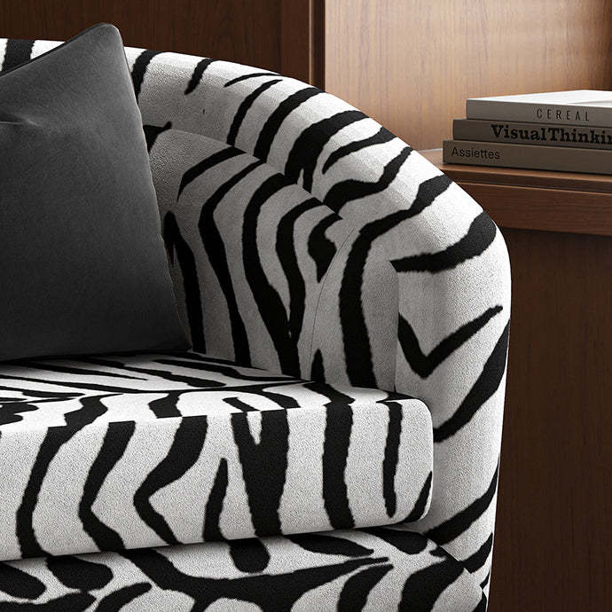 Rotatable Tiger Fabric Wood Metal Accent Chair