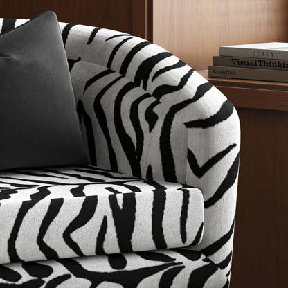 Rotatable Tiger Fabric Wood Metal Accent Chair