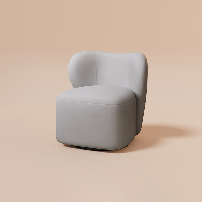 Minimalist Caramel Velvet Solid Wood Swivel Accent Chair