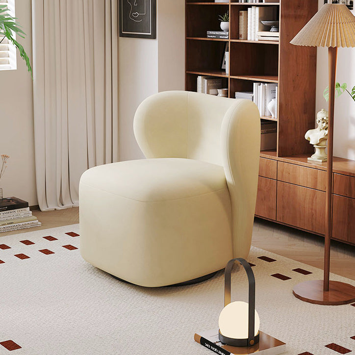Minimalist Caramel Velvet Solid Wood Swivel Accent Chair