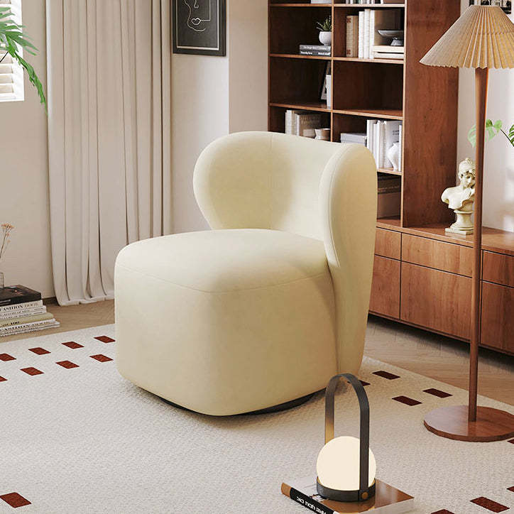 Minimalist Caramel Velvet Solid Wood Swivel Accent Chair
