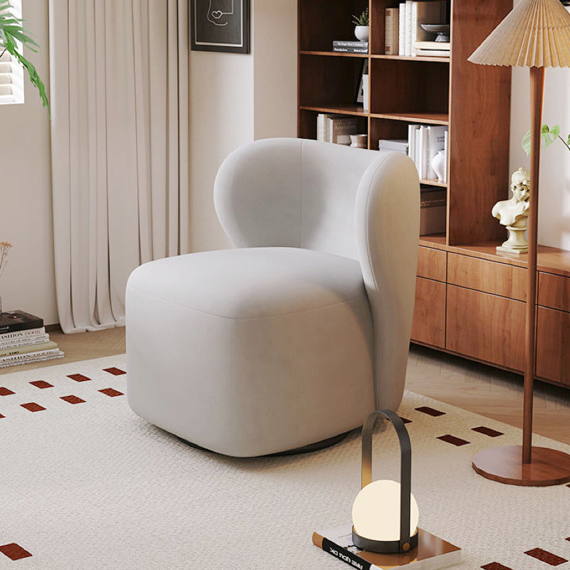 Minimalist Caramel Velvet Solid Wood Swivel Accent Chair