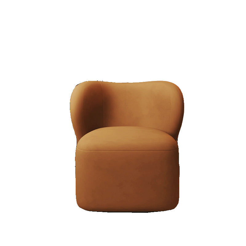 Minimalist Caramel Velvet Solid Wood Swivel Accent Chair