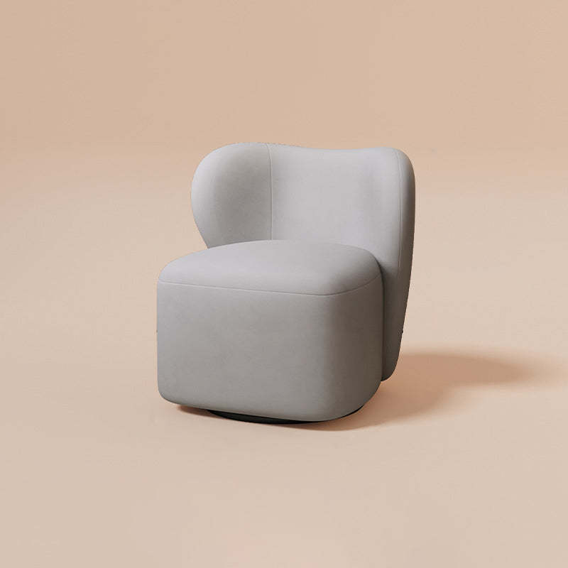 Minimalist Caramel Velvet Solid Wood Swivel Accent Chair