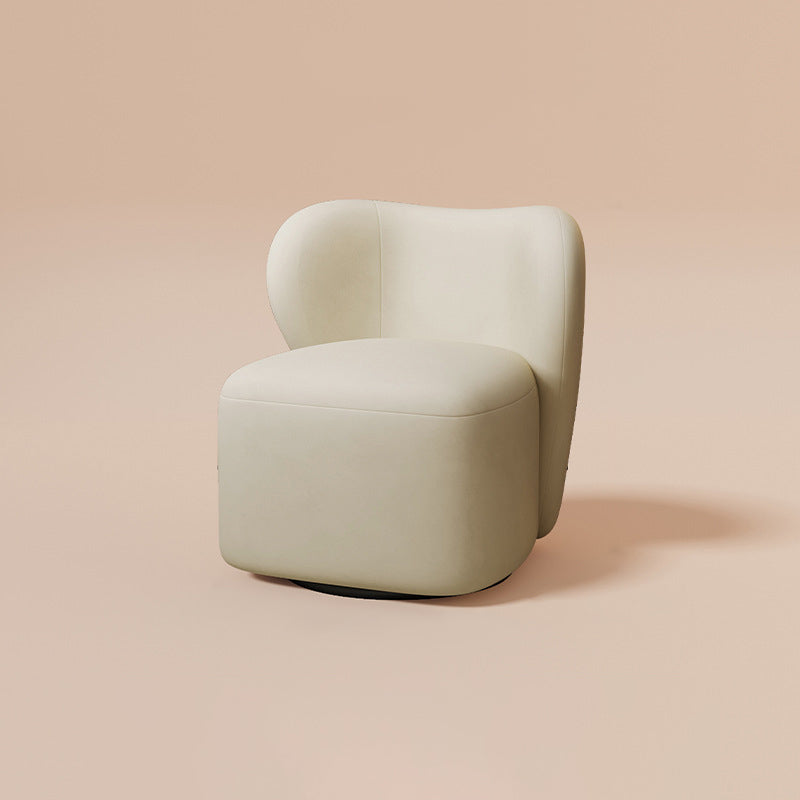 Minimalist Caramel Velvet Solid Wood Swivel Accent Chair