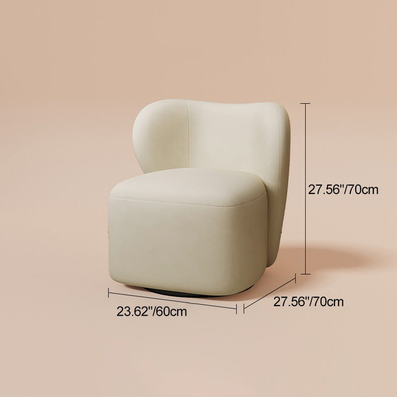 Minimalist Caramel Velvet Solid Wood Swivel Accent Chair