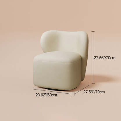 Minimalist Caramel Velvet Solid Wood Swivel Accent Chair