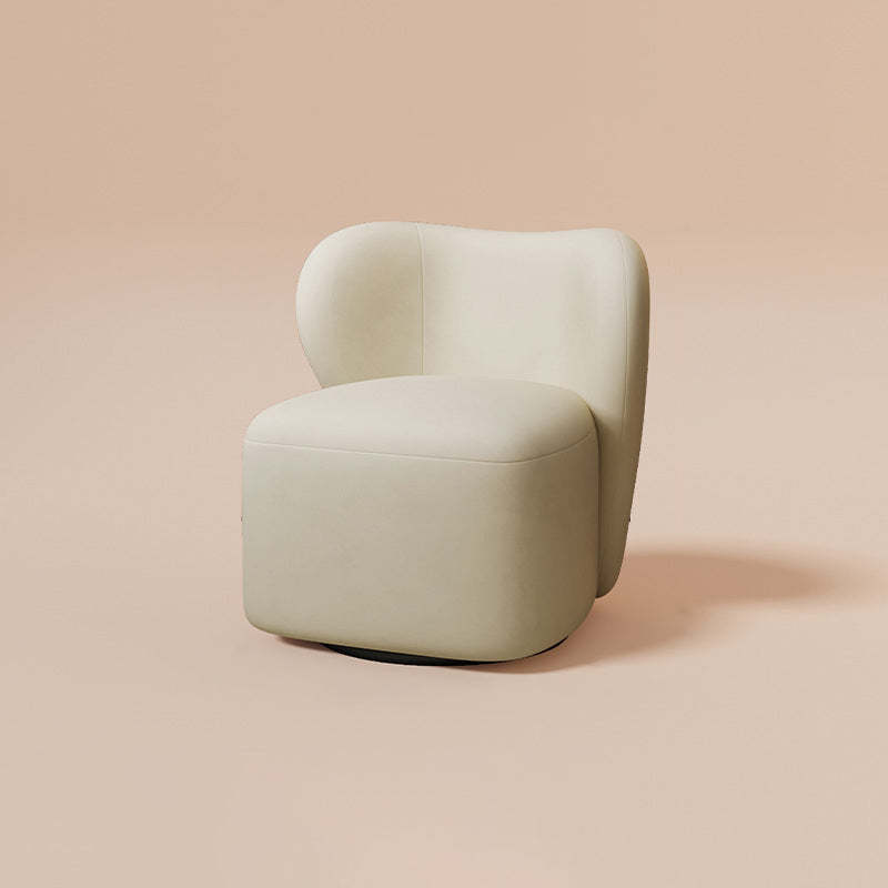 Minimalist Caramel Velvet Solid Wood Swivel Accent Chair