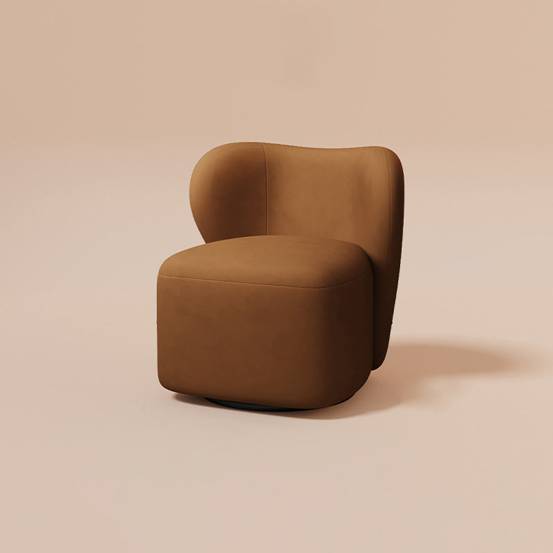 Minimalist Caramel Velvet Solid Wood Swivel Accent Chair