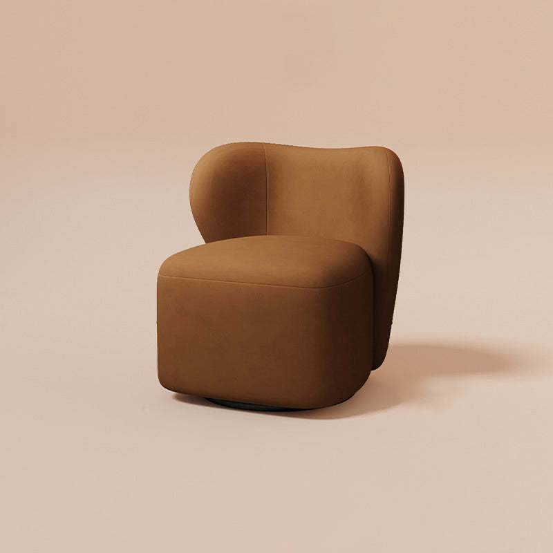 Minimalist Caramel Velvet Solid Wood Swivel Accent Chair
