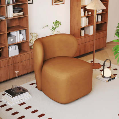 Minimalist Caramel Velvet Solid Wood Swivel Accent Chair — Gray