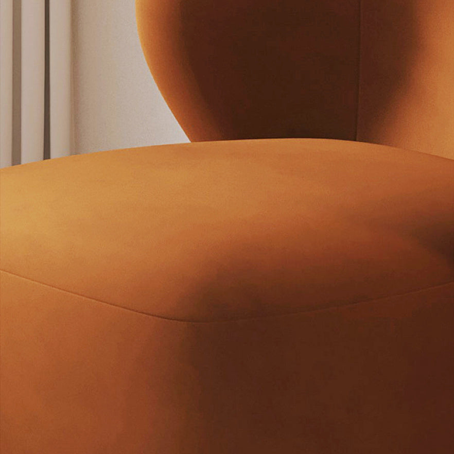 Minimalist Caramel Velvet Solid Wood Swivel Accent Chair