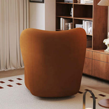 Minimalist Caramel Velvet Solid Wood Swivel Accent Chair