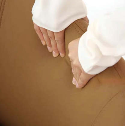 Minimalist Caramel Velvet Solid Wood Swivel Accent Chair