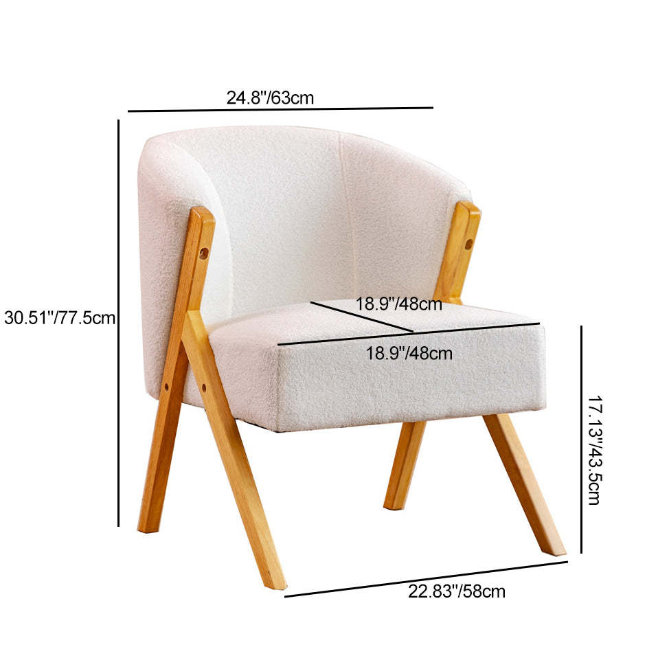 Scandinavian Curved Boucle Wood Accent Chair
