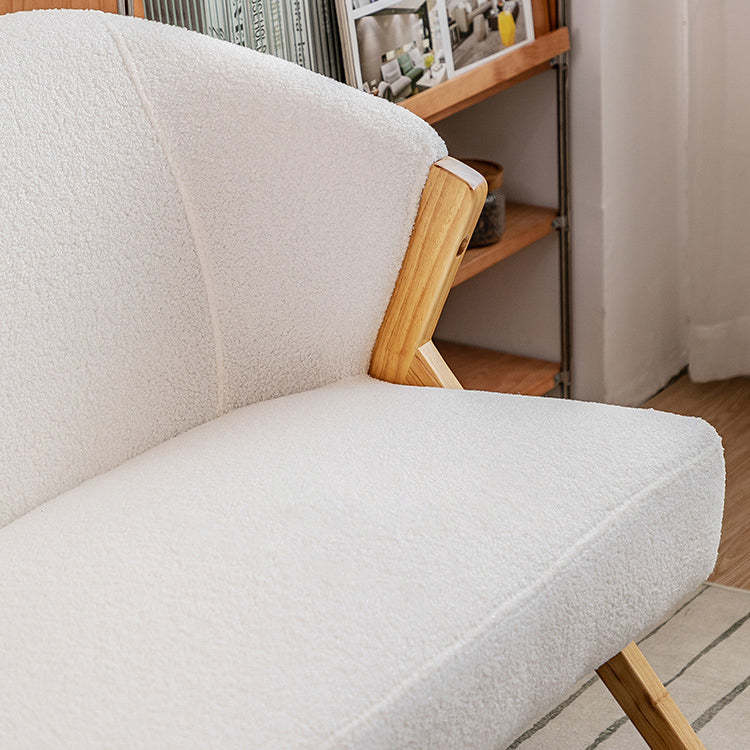 Scandinavian Curved Boucle Wood Accent Chair