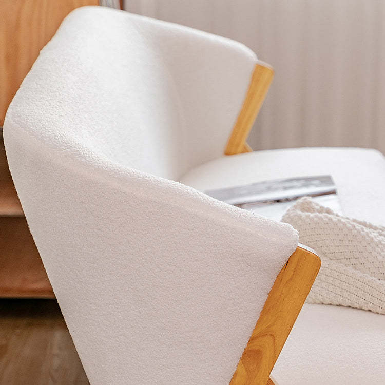 Scandinavian Curved Boucle Wood Accent Chair