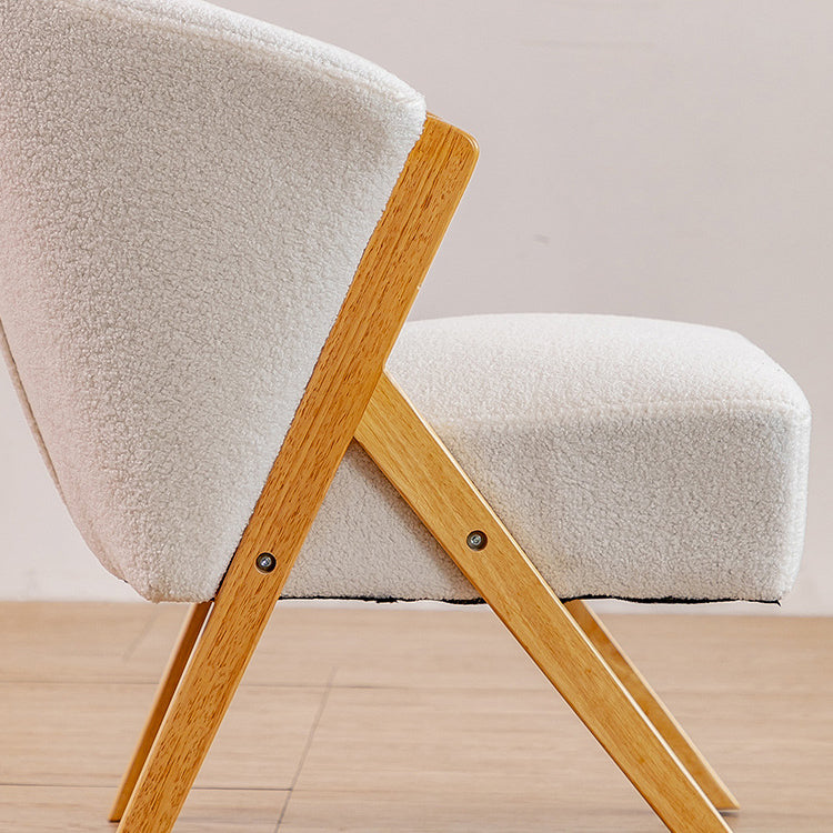 Scandinavian Curved Boucle Wood Accent Chair