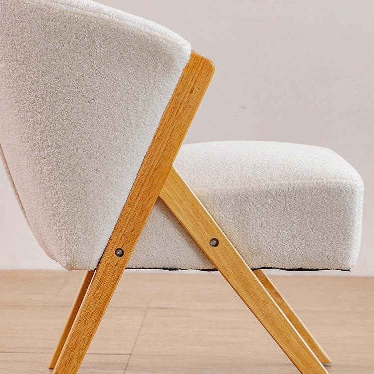 Scandinavian Curved Boucle Wood Accent Chair