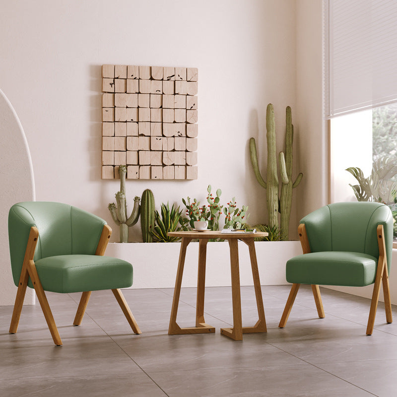 Scandinavian Curved Boucle Wood Accent Chair