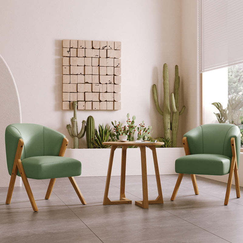Scandinavian Curved Boucle Wood Accent Chair