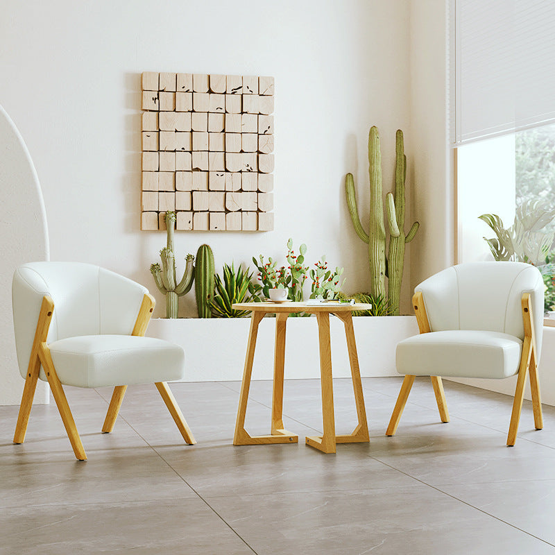 Scandinavian Curved Boucle Wood Accent Chair