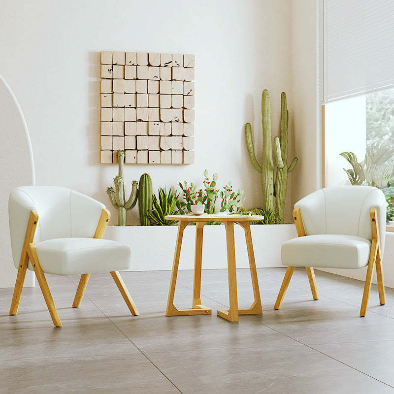 Scandinavian Curved Boucle Wood Accent Chair