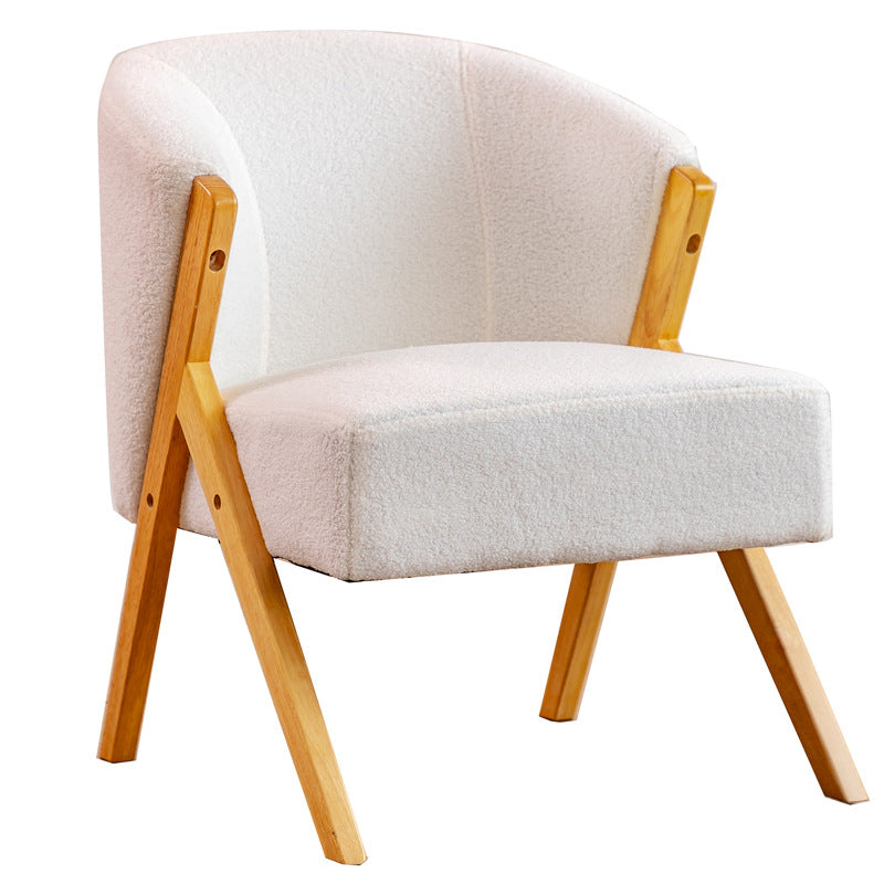 Scandinavian Curved Boucle Wood Accent Chair