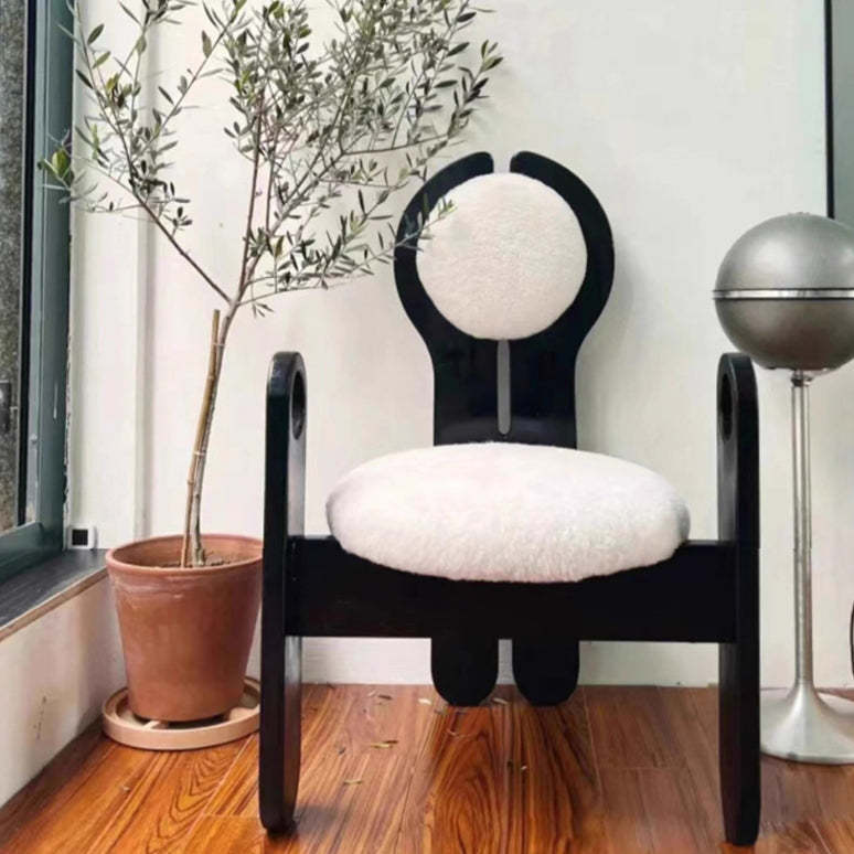 Mid-Century Boucle Wood Dining Chair — White