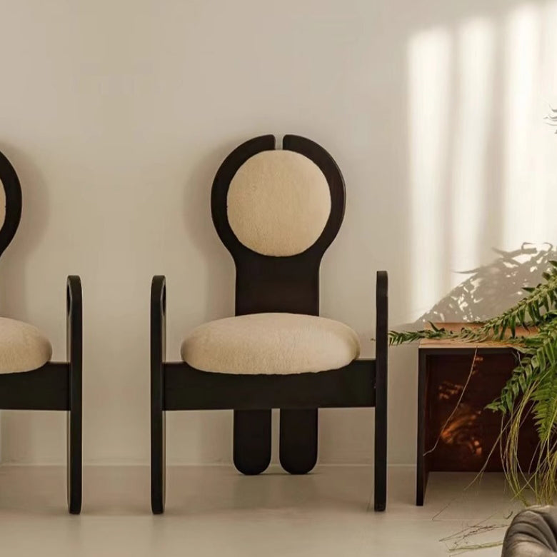 Mid-Century Boucle Wood Dining Chair
