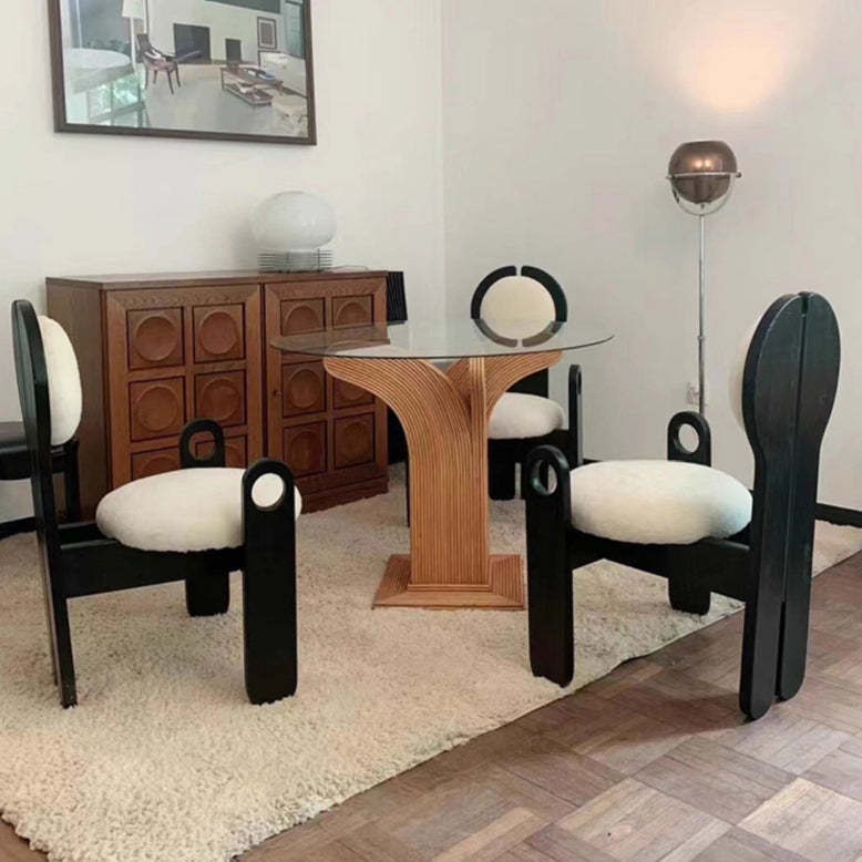 Mid-Century Boucle Wood Dining Chair